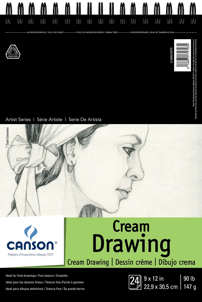 Canson Artist Series Drawing Pad 9"X12"-Classic Cream 24 Sheets